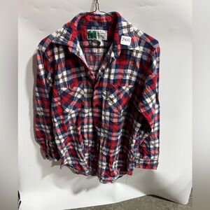 #3409-Men's Casual Red & Blue Plaid Button-Down Shirt